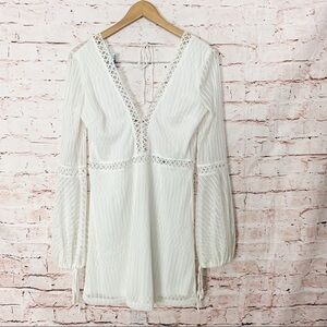 Tiger Mist White Long Sleeve Dress Size Large